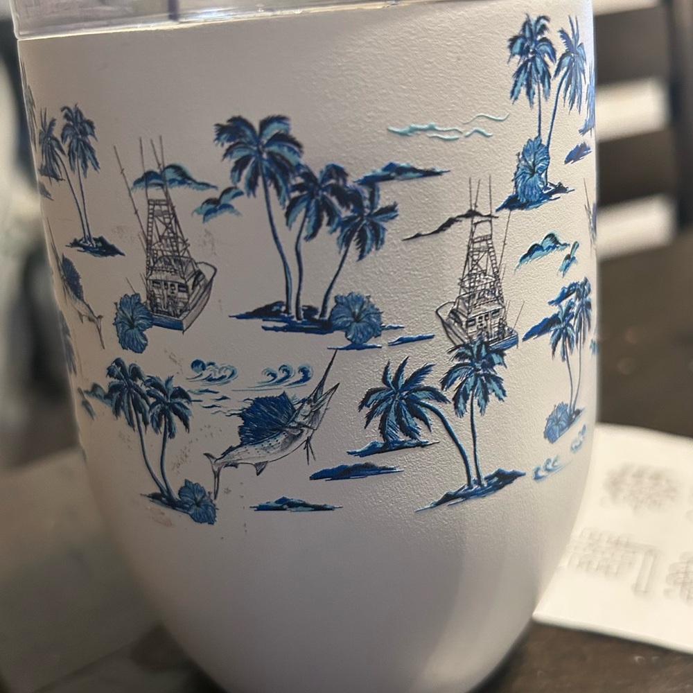 Tropical Themed White Tumbler